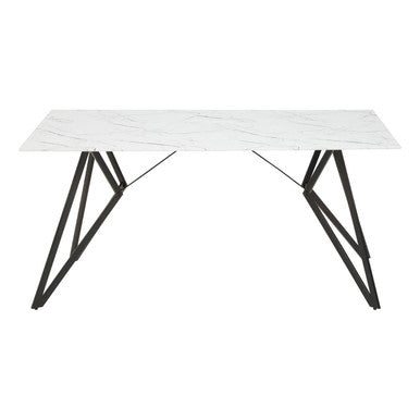 Orsina Weston White Marble Dining Table & 6 Grey Chairs - 7pc Set