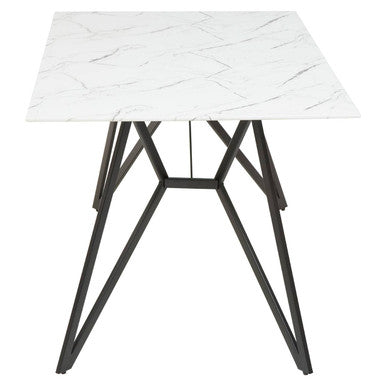 Orsina Weston White Marble Dining Table & 6 Grey Chairs - 7pc Set