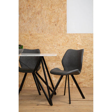 Orsina Weston White Marble Dining Table & 6 Grey Chairs - 7pc Set