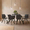 Orsina Weston White Marble Dining Table & 6 Grey Chairs - 7pc Set