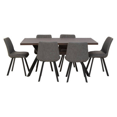 Orsina Westford 6-Seater Dining Set – Wood Effect Table & Grey Chairs