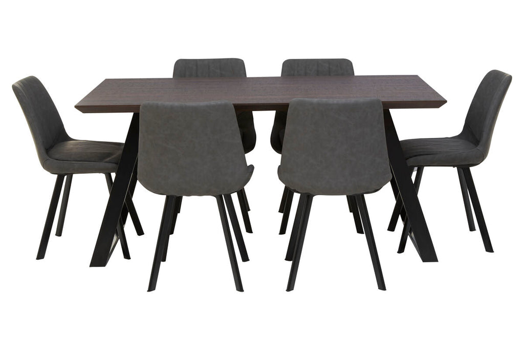 Orsina Westford 6-Seater Dining Set | Wood-Effect Table & Grey Chairs