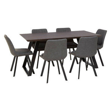 Orsina Westford 6-Seater Dining Set | Wood-Effect Table & Grey Chairs