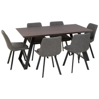 Orsina Westford 6-Seater Dining Set | Wood-Effect Table & Grey Chairs