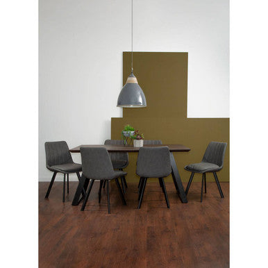 Orsina Westford 6-Seater Dining Set | Wood-Effect Table & Grey Chairs