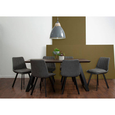 Orsina Westford 6-Seater Dining Set | Wood-Effect Table & Grey Chairs