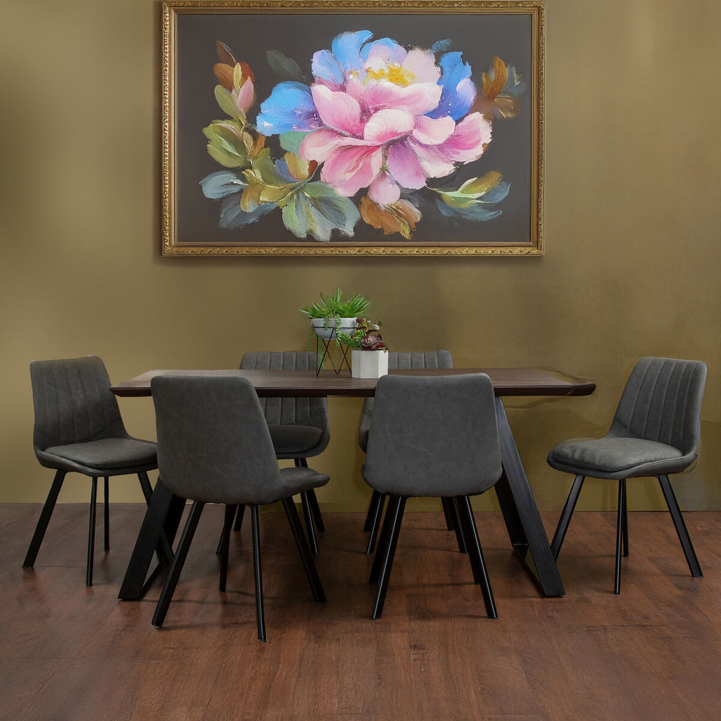 Orsina Westford 6-Seater Dining Set | Wood-Effect Table & Grey Chairs