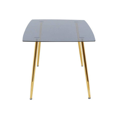 Orsina Wimslow Smoked Glass Dining Table and 6 Grey Velvet Chairs Set