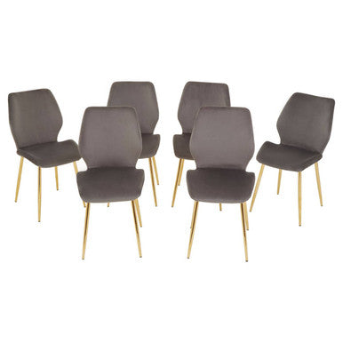 Orsina Wimslow Smoked Glass Dining Table and 6 Grey Velvet Chairs Set