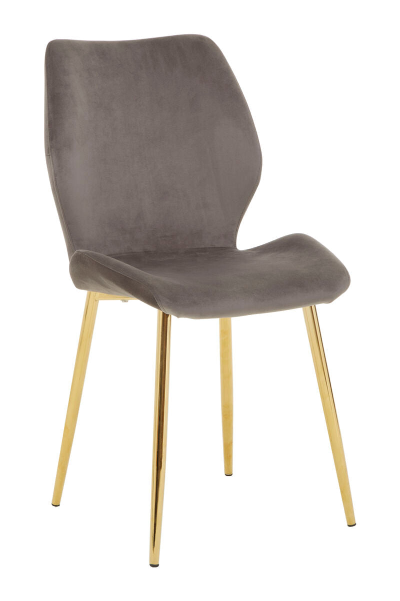 Orsina Wimslow Smoked Glass Dining Table and 6 Grey Velvet Chairs Set