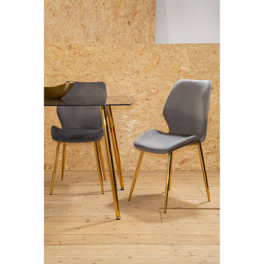 Orsina Wimslow Smoked Glass Dining Table and 6 Grey Velvet Chairs Set