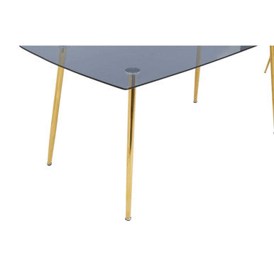 Orsina Wimslow Smoked Glass Dining Table and 6 Grey Velvet Chairs Set