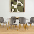 Orsina Wimslow Smoked Glass Dining Table and 6 Grey Velvet Chairs Set