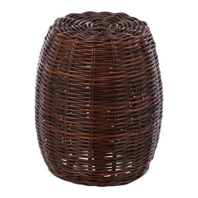 Orsina Maka Natural Croco Rattan Stool – Woven Boho Accent Footstool