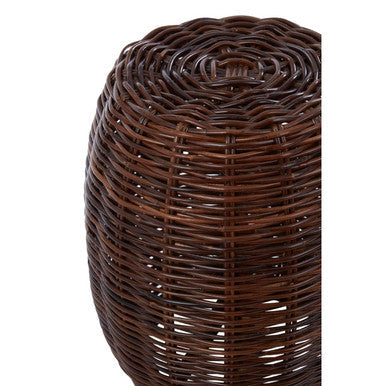Orsina Maka Natural Croco Rattan Stool – Woven Boho Accent Footstool