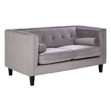 Orsina Felisa 2 Seater Grey Velvet Sofa – Compact Modern Loveseat
