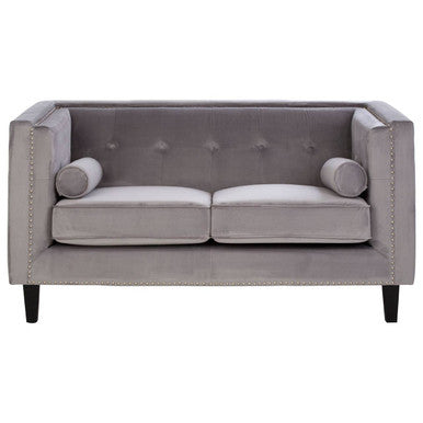 Orsina Felisa 2 Seater Grey Velvet Sofa – Compact Modern Loveseat