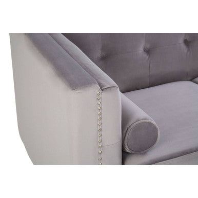 Orsina Felisa 2 Seater Grey Velvet Sofa – Compact Modern Loveseat