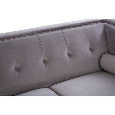 Orsina Felisa 2 Seater Grey Velvet Sofa – Compact Modern Loveseat