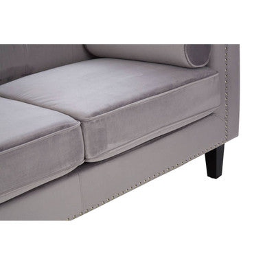 Orsina Felisa 2 Seater Grey Velvet Sofa – Compact Modern Loveseat
