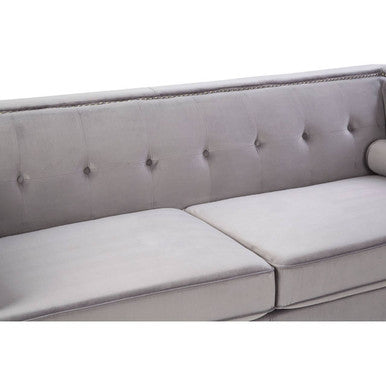 Orsina Felisa 3 Seater Grey Velvet Sofa – Modern Living Room Couch