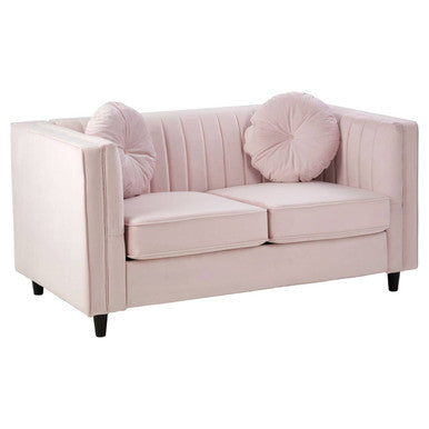 Orsina Farah Pink Velvet 2 Seater Sofa – Modern Compact Loveseat