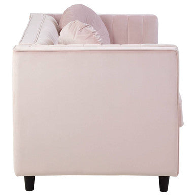 Orsina Farah Pink Velvet 2 Seater Sofa – Modern Compact Loveseat