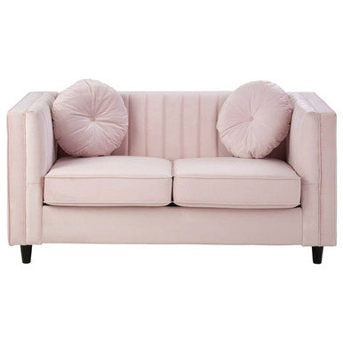Orsina Farah Pink Velvet 2 Seater Sofa – Modern Compact Loveseat