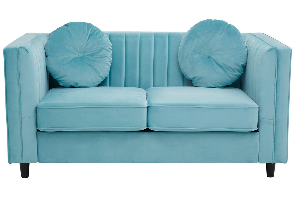 Orsina Farah 2 Seater Green Velvet Sofa – Modern Compact Loveseat