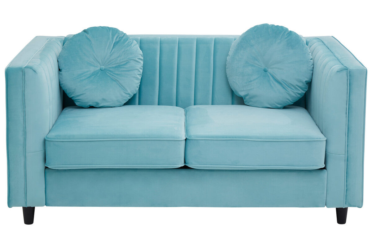 Orsina Farah 2 Seater Green Velvet Sofa – Modern Compact Loveseat