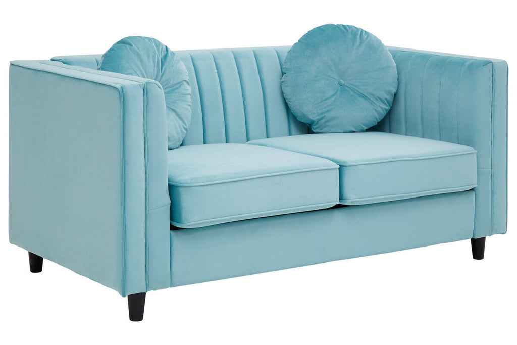 Orsina Farah 2 Seater Green Velvet Sofa – Modern Compact Loveseat