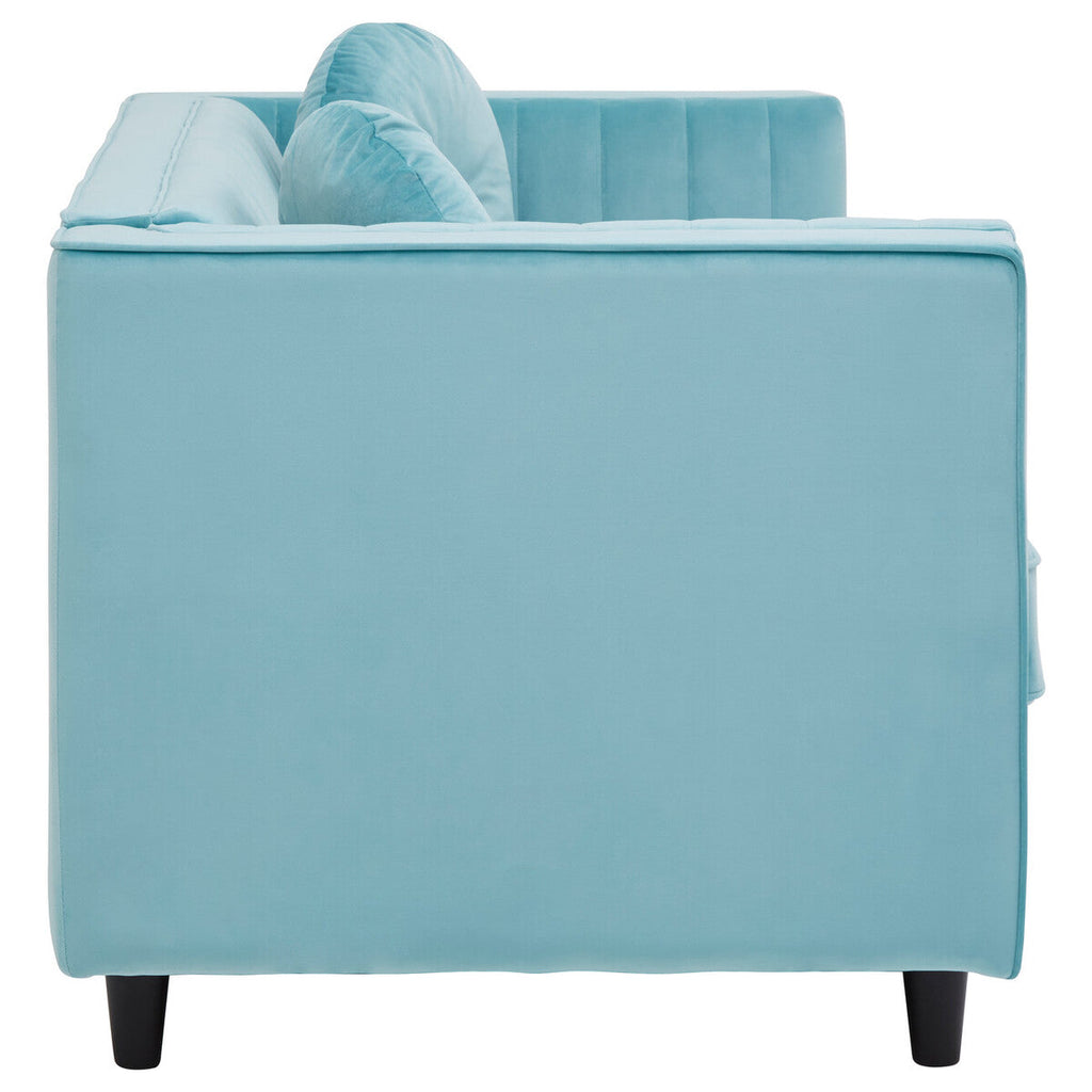 Orsina Farah 2 Seater Green Velvet Sofa – Modern Compact Loveseat