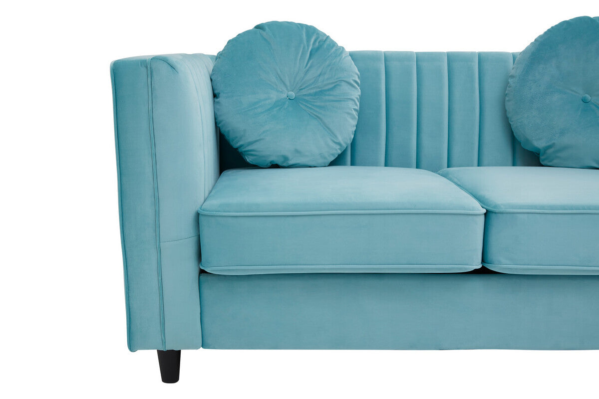 Orsina Farah 2 Seater Green Velvet Sofa – Modern Compact Loveseat