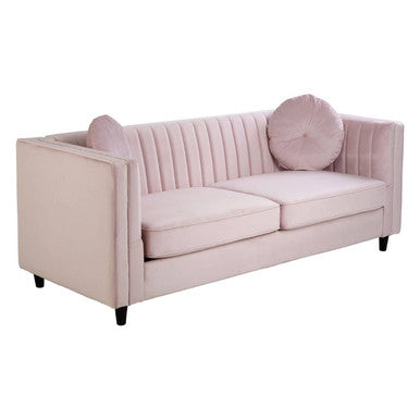 Orsina Farah 3 Seater Pink Velvet Sofa – Modern Living Room Couch