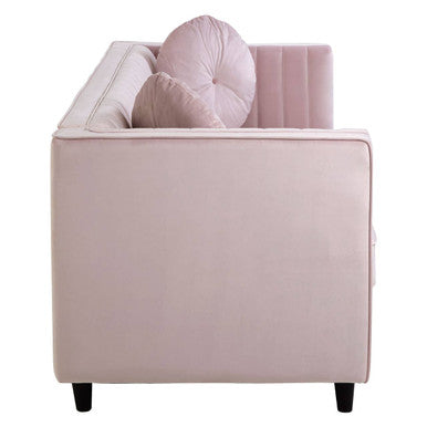Orsina Farah 3 Seater Pink Velvet Sofa – Modern Living Room Couch