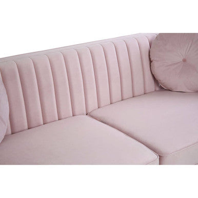 Orsina Farah 3 Seater Pink Velvet Sofa – Modern Living Room Couch