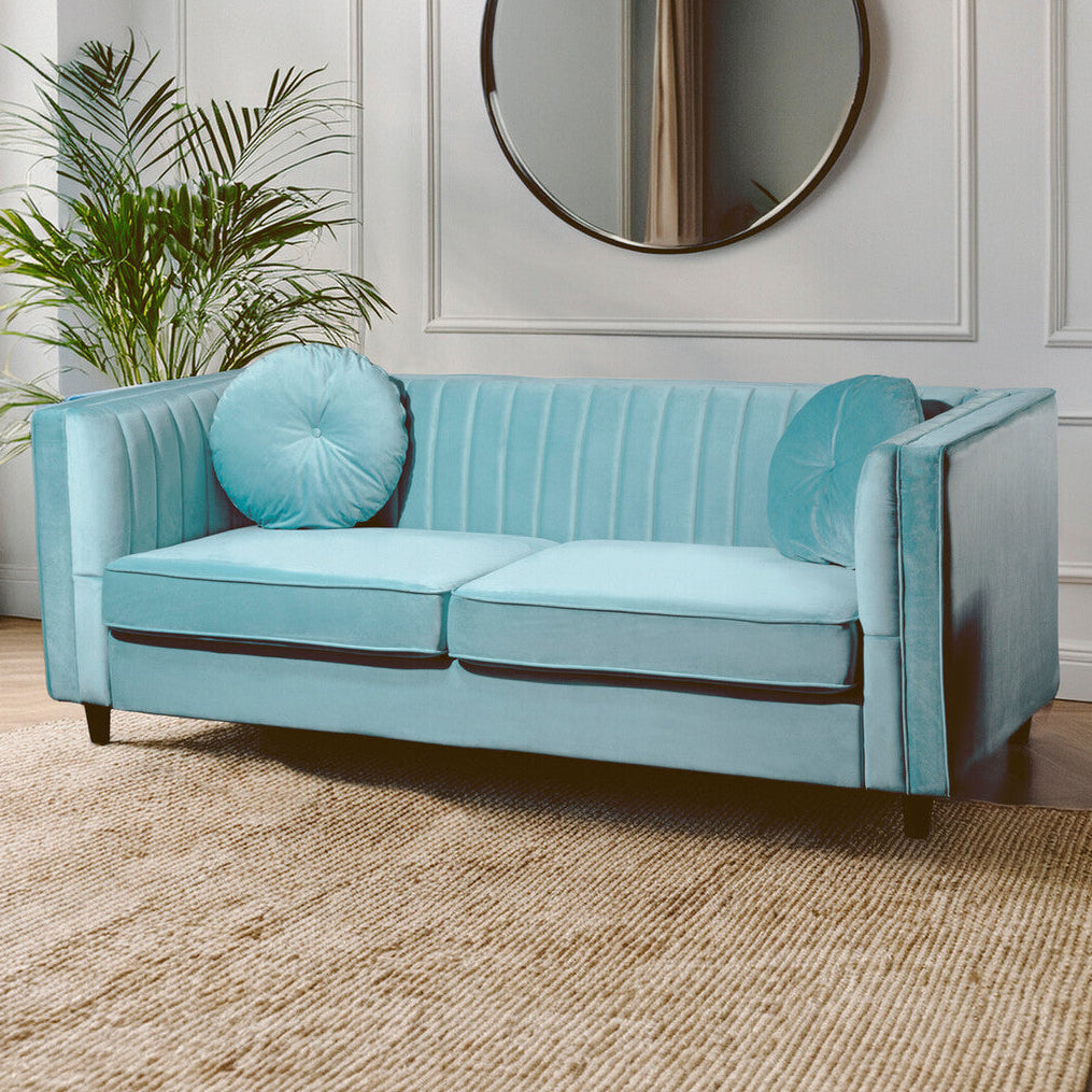 Orsina Farah 3 Seater Sofa – Pastel Green Velvet Modern Lounge