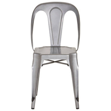 Orsina Grange Grey Metal Chair – Stackable Industrial Dining Seating
