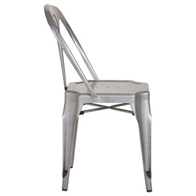 Orsina Grange Grey Metal Chair – Stackable Industrial Dining Seating