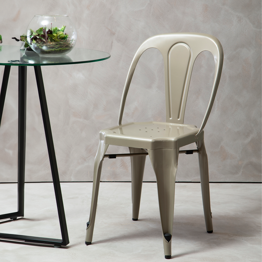 Orsina Grange Metal Dining Chair – Stackable Champagne Finish
