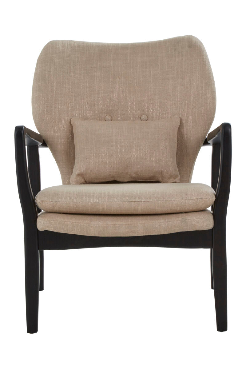 Orsina Stockholm Beige Accent Chair | Black Birch Wood Frame