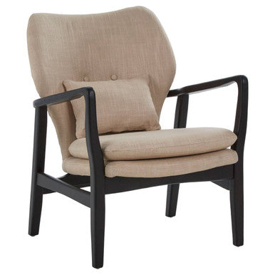 Orsina Stockholm Beige Accent Chair | Black Birch Wood Frame