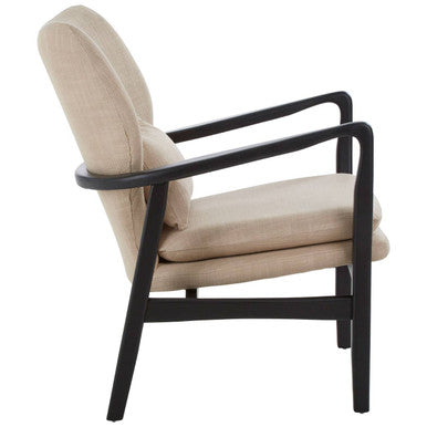 Orsina Stockholm Beige Accent Chair | Black Birch Wood Frame