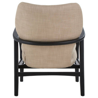 Orsina Stockholm Beige Accent Chair | Black Birch Wood Frame