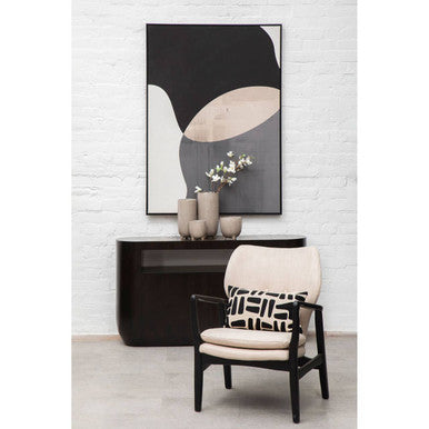 Orsina Stockholm Beige Accent Chair | Black Birch Wood Frame