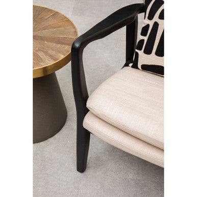 Orsina Stockholm Beige Accent Chair | Black Birch Wood Frame