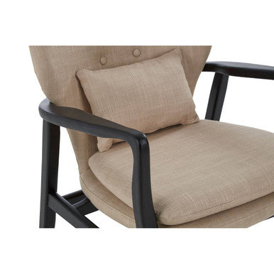 Orsina Stockholm Beige Accent Chair | Black Birch Wood Frame