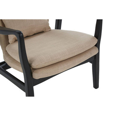 Orsina Stockholm Beige Accent Chair | Black Birch Wood Frame