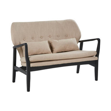 Orsina Stockholm 2-Seater Beige Sofa | Nordic Black Wood Frame