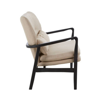 Orsina Stockholm 2-Seater Beige Sofa | Nordic Black Wood Frame